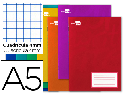 LIBRETA LIDERPAPEL WRITE A5 16 HOJAS 60G/M2CUADRO 4MM CON MARGEN