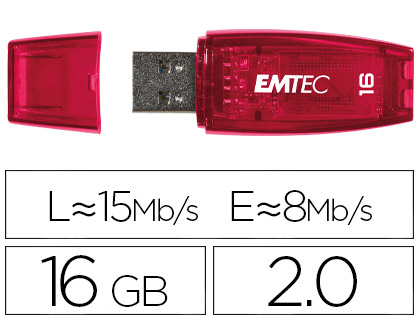 MEMORIA USB EMTEC FLASH C410 16 GB 2.0 ROJO