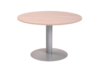 MESA DE REUNION ROCADA MEETING 3005AT04 ESTRUCTURA COLUMNA ACERO GRIS TABLERO MADERA BLANCO 100 CM DIAMETRO