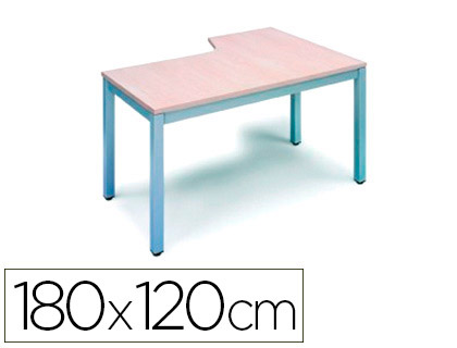 MESA ROCADA SERIE EXECUTIVE 180X120 CM IZQUIERDA ACABADO AD04 ALUMINIO/BLANCO