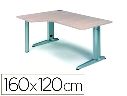 MESA ROCADA SERIE METAL 160X120 CM IZQUIERDA ACABADO AC01 HAYA