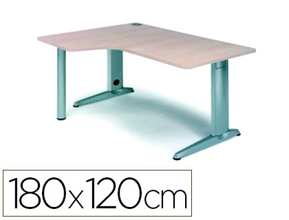 MESA ROCADA SERIE METAL 180X120 CM IZQUIERDA ACABADO AC01 HAYA