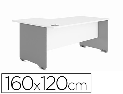 MESA ROCADA SERIE WORK 160X120 CM IZQUIERDA ACABADO AN04 GRIS/BLANCO