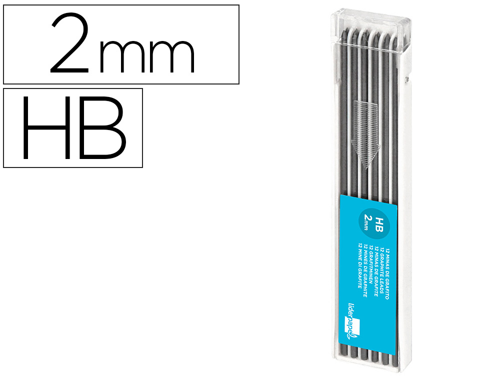 MINAS LIDERPAPEL GRAFITO 2 MM ESTUCHE DE 12 MINAS LONGITUD 120 MM