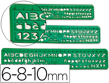 NORMOGRAFO ESCOLAR DOMINGO FERRER 6/8/10 MM PLASTICO VERDE JUEGO DE 3 UNIDADES