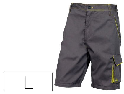 PANTALON DE TRABAJO DELTAPLUS BERMUDA CINTURA AJUSTABLE 5 BOLSILLOS COLOR GRIS TALLA L