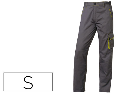 PANTALON DE TRABAJO DELTAPLUS CINTURA AJUSTABLE 5 BOLSILLOS COLOR GRIS VERDE TALLA S