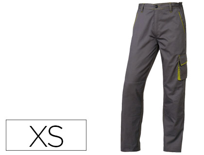 PANTALON DE TRABAJO DELTAPLUS CINTURA AJUSTABLE 5 BOLSILLOS COLOR GRIS VERDE TALLA XS