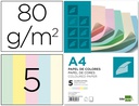 [PC12] PAPEL COLOR LIDERPAPEL A4 80GR 5 COLORES SURTIDOS PAQUETE DE 500 HOJAS