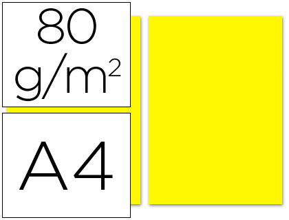 PAPEL COLOR LIDERPAPEL A4 80GR AMARILLO PAQUETE DE 100 HOJAS