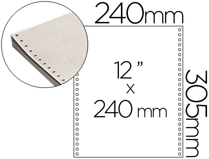 PAPEL CONTINUO 240X12 BLANCO 2 HOJAS CAJA DE 1500 JUEGOS