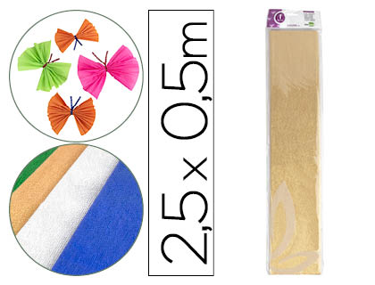 PAPEL CRESPON LIDERPAPEL 50 CM X 2.5M METALIZADO ORO