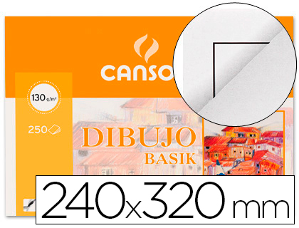 PAPEL DIBUJO BASIK 240X320 DIN A4 + 130 GR CON RECUADRO MINIPACK DE 10 HOJAS