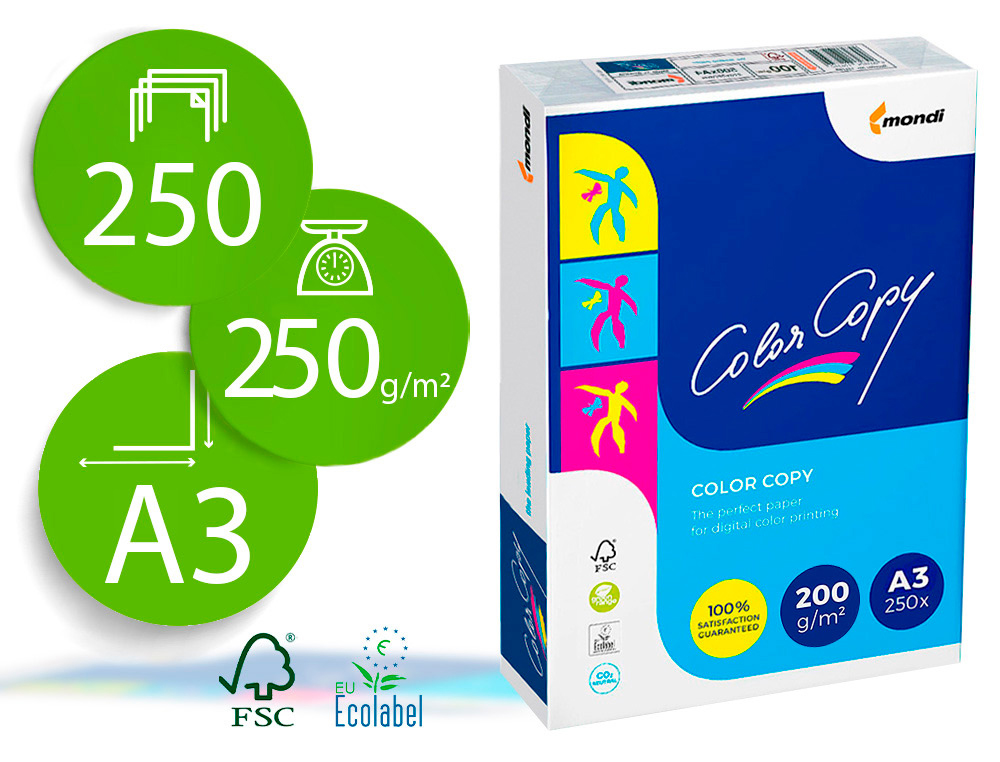 PAPEL FOTOCOPIADORA COLOR COPY DIN A3 200 GRAMOS PAQUETE DE 250 HOJAS