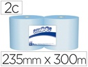 [J613001] PAPEL SECAMANOS INDUSTRIAL AMOOS 2 CAPAS 235 MM X 300 MT COLOR AZUL PAQUETE DE 2 ROLLOS