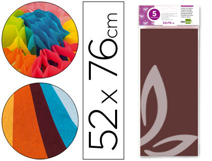 PAPEL SEDA LIDERPAPEL 52X76CM 18G/M2 BOLSA DE 5 HOJAS MARRON
