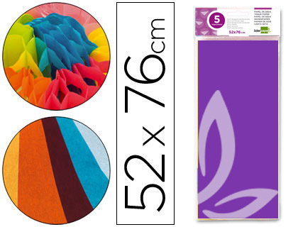 PAPEL SEDA LIDERPAPEL 52X76CM 18G/M2 BOLSA DE 5 HOJAS VIOLETA