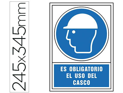 PICTOGRAMA SYSSA SEÑAL DE OBLIGACION ES OBLIGATORIO EL USO DE CASCO EN PVC 245X345 MM