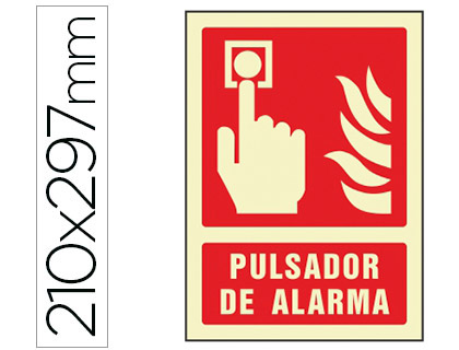 PICTOGRAMA SYSSA SEÑAL DE PULSADOR DE ALARMA EN PVC FOTOLUMINISCENTE 210X297 MM