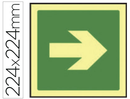 PICTOGRAMA SYSSA SEÑAL DE VIA DE EVACUACION EN PVC FOTOLUMINISCENTE 210X210 MM
