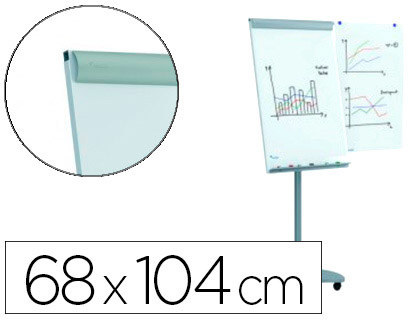 PIZARRA BLANCA ROCADA PARA CONFERENCIAS METALICA LACADA MAGNETICA CON RUEDAS 68X104 CM INCLUYE 2 BRAZOS LATERALES