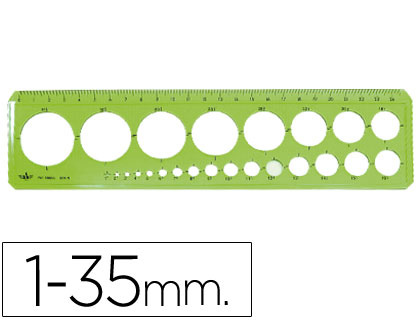 PLANTILLA DOMINGO FERRER CIRCULOS 1-35 MM PLASTICO VERDE