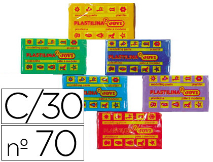 PLASTILINA JOVI 70 TAMAÑO PEQUEÑO CAJA DE 30 UNIDADES COLORES SURTIDOS