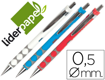 PORTAMINAS LIDERPAPEL DIAMOND 0,5 MM CON GOMA Y SUJECION SOFT COLORES SURTIDOS