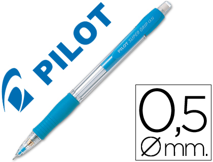 PORTAMINAS PILOT SUPER GRIP CELESTE 0,5 MM SUJECION DE CAUCHO