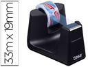 [53902-00000-01] PORTARROLLO SOBREMESA TESA PLASTICO EASY CUT SMAT PARA CINTAS DE 33 MT COLOR NEGRO