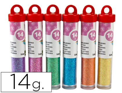 PURPURINA LIDERPAPEL FANTASIA COLORES METALICOS PASTELES BOTE DE 14 GR