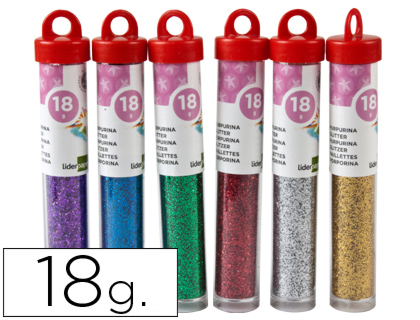 PURPURINA LIDERPAPEL FANTASIA COLORES METALICOS SURTIDOS BOTE DE 18 GR