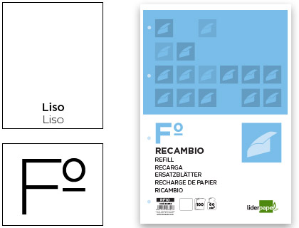 RECAMBIO LIDERPAPEL FOLIO 100 H 4TF-10 LISO 4 TALADROS