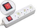 [MRCS205] REGLETA 3 TOMAS MEDIARANGE BLANCA CON INTERRUPTOR LONGITUD CABLE 1,4M