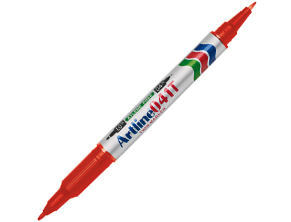 ROTULADOR ARTLINE MARCADOR PERMANENTE EK-041T ROJO DOBLE PUNTA 0.4 Y 1.0 MM