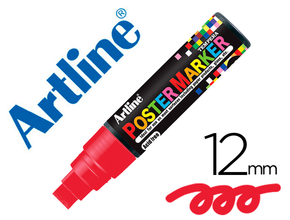 ROTULADOR ARTLINE POSTER MARKER EPP-12 PUNTA REDONDA 12 MM COLOR ROJO