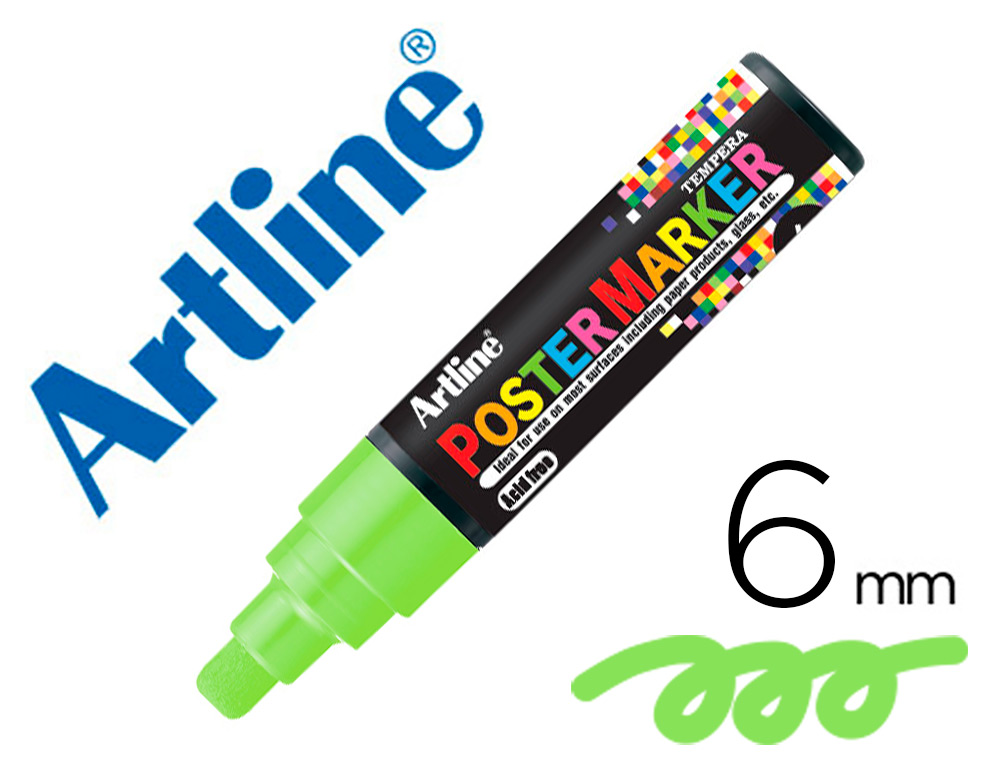 ROTULADOR ARTLINE POSTER MARKER EPP-6-VER FLU PUNTA REDONDA 6 MM COLOR VERDE FLUOR
