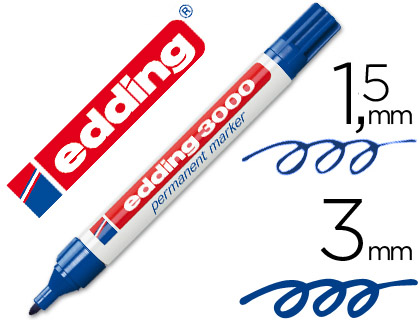 ROTULADOR EDDING MARCADOR PERMANENTE 3000 AZUL -PUNTA REDONDA 1,5-3 MM RECARGABLE