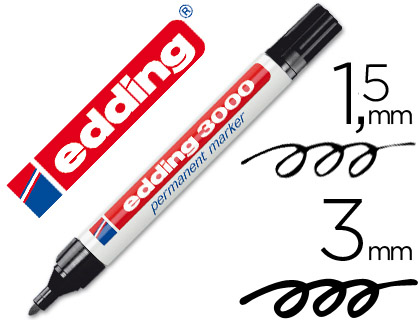 ROTULADOR EDDING MARCADOR PERMANENTE 3000 NEGRO -PUNTA REDONDA 1,5-3 MM