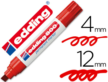 ROTULADOR EDDING MARCADOR PERMANENTE 800 ROJO PUNTA BISELADA 12 MM RECARGABLE