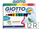 [F454000] ROTULADOR GIOTTO TURBO MAXI CAJA DE 12 COLORES LAVABLES CON PUNTA BLOQUEADA