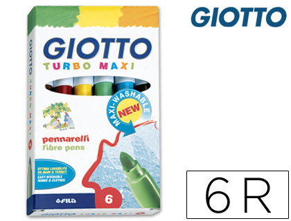ROTULADOR GIOTTO TURBO MAXI CAJA DE 6 COLORES LAVABLES CON PUNTA BLOQUEADA