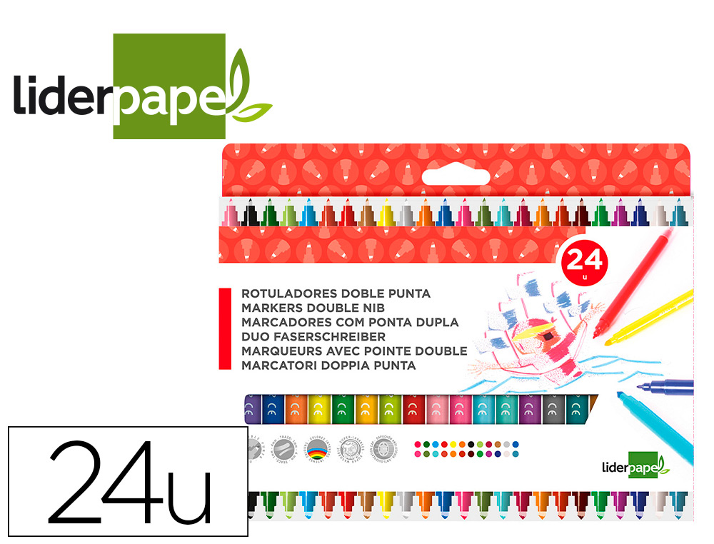 ROTULADOR LIDERPAPEL DUO CAJA 24 COLORES LIDERPAPEL