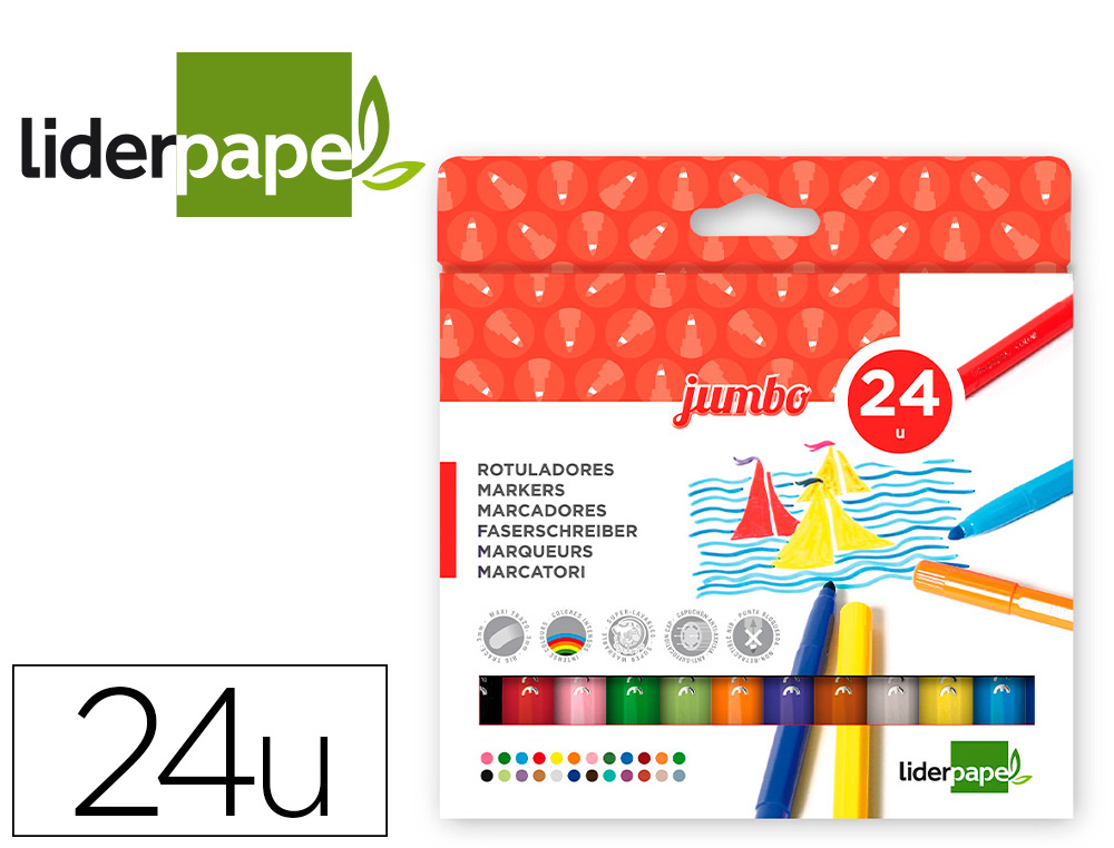 ROTULADOR LIDERPAPEL JUMBO CAJA 24 COLORES