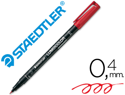 ROTULADOR STAEDTLER LUMOCOLOR RETROPROYECCION PUNTA DE FIBRA PERMANENTE 313-2 ROJO PUNTA SUPER FINA REDONDA 0.4 MM
