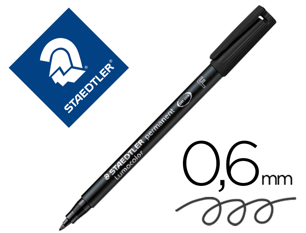 ROTULADOR STAEDTLER LUMOCOLOR RETROPROYECCION PUNTA DE FIBRAPERMANENTE 318-9 NEGRO PUNTA FINA REDONDA 0.6 MM