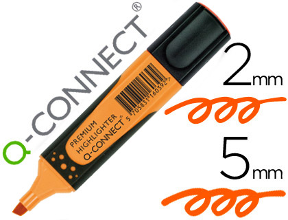 ROTULADOR Q-CONNECT FLUORESCENTE NARANJA PREMIUM PUNTA BISELADA CON SUJECION DE CAUCHO