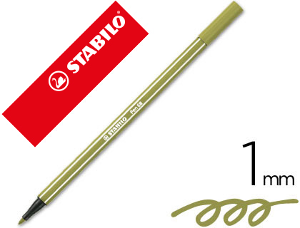 ROTULADOR STABILO ACUARELABLE PEN 68 VERDE TIERRA PUNTA GRUESA 1MM