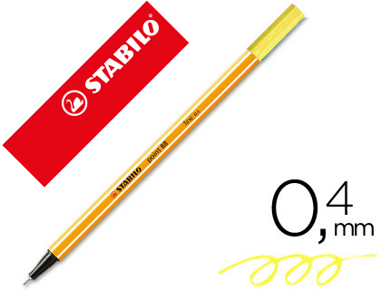 ROTULADOR STABILO PUNTA DE FIBRA POINT 88 AMARILLO NEON PUNTA FINA 0,4MM