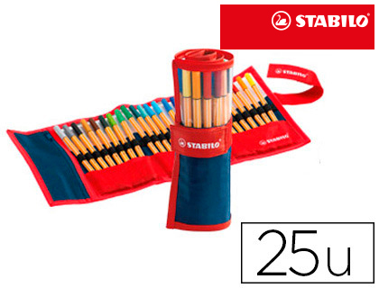 ROTULADOR STABILO PUNTA DE FIBRA POINT 88 ESTUCHE ROLLERSET DE 25 COLORES SURTIDOS